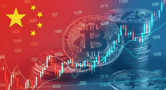 Bitcoin Cryptocurrency Price Fall on Red Chart
