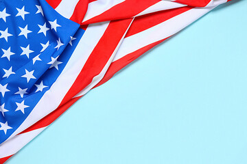 USA flag on blue background. Independence Day celebration