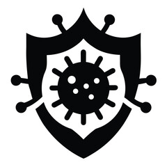 Virus Protection Vector, Medical Shield Icon, Coronavirus Defense Symbol, Immunity Glyph, Healthcare Safety Design

