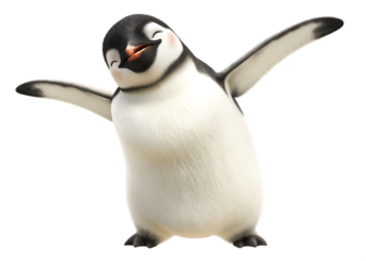   happy penguin jumping isolated on white background PNG, AI GENERATED