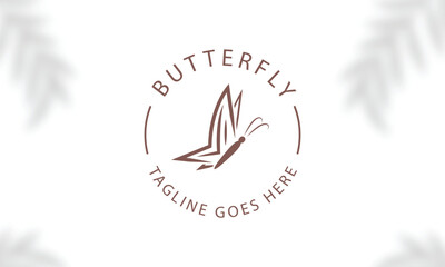 Beauty Butterfly logo. Luxury line logotype design. Universal premium butterfly symbol logotype