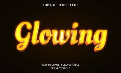 Obraz premium Glowing text, editable text effect template, 3d bold glossy orange neon light text style