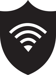 VPN shield security icon black flat design. Representing security password protection symbol. Sign Vector wifi element. Connection Supplier silhouette illustration isolated on transparent background.