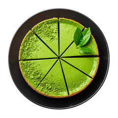 Elegant Matcha Cheesecake on White Background