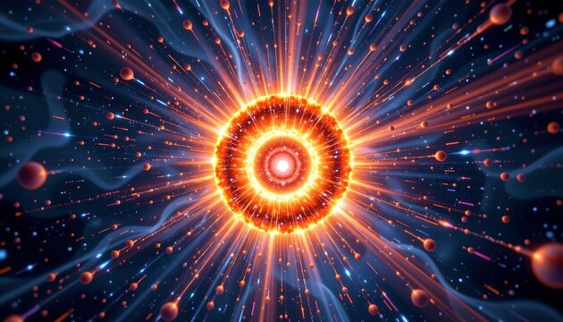 the concept of nuclear fusion, two atoms merging to release a tremendous amount of energy inside a star.