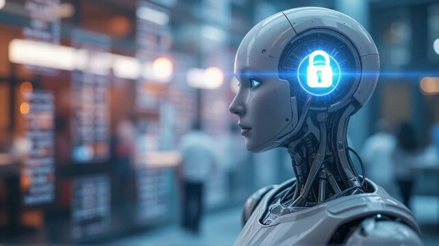 Future robot artificial intelligence enlightening AI technology development and machine learning concept.