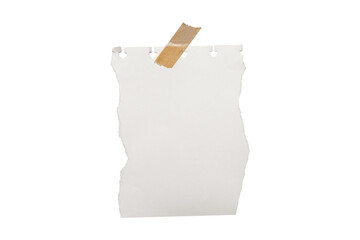 white ripped with tape isolated on transparent background,note paper message office business tag...
