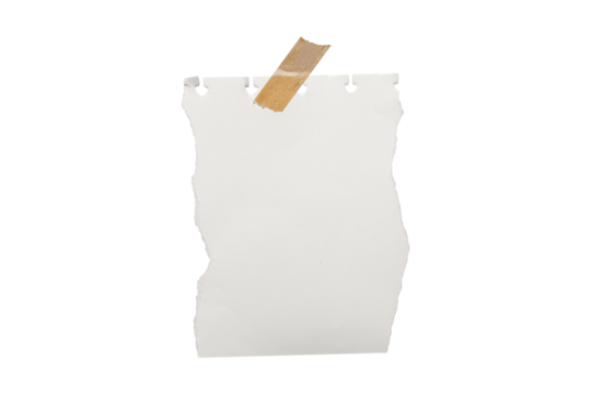white ripped with tape isolated on transparent background,note paper message office business tag sign