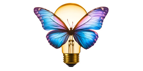 Creative Light Bulb with Butterfly Wings Symbol of Innovation and Transformation