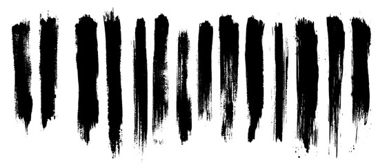 Set of grunge design elements. Black texture backgrounds. Paint roller strokes. Isolated vector image black on white.