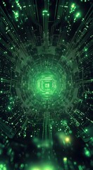 Obraz premium Digital Circuit Tunnel Futuristic Technology Data Stream
