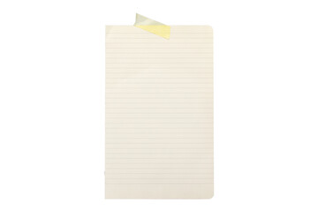 blank lined paper with tape isolated on transparent background,note paper message office business tag sign