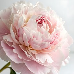 : Delicate Pink Peony Blossom: Soft Petals and Elegant Floral Beauty on White