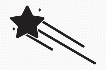 Shooting Star Icon Make Your Wishes Come True .  Vector design elements isolated on transparent background . 
