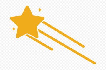 Shooting Star Icon Make Your Wishes Come True .  Vector design elements isolated on transparent background .  