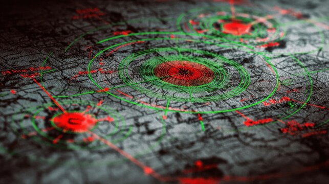 Digital Data Network Map Tracking Analysis Communication Global System - Powered by Adobe