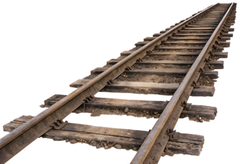 old railroad track isolated on white background PNG, AI GENERATED