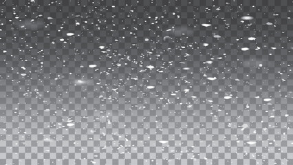 White snowflakes on a transparent background Snow flakes, snow background. Vector illustration