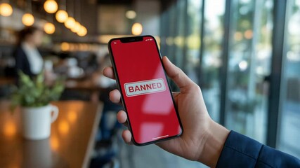 Banned word on smartphone display - Powered by Adobe