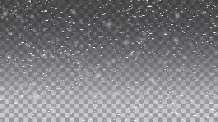 White snowflakes on a transparent background Snow flakes, snow background. Vector illustration