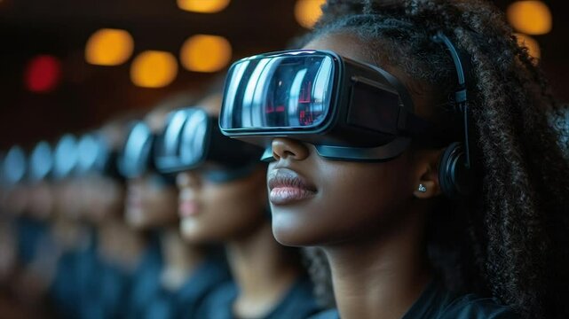 Immersive VR experience, multiple users wearing headsets