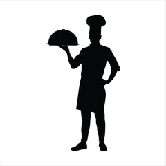 Professional Chef with Serving Tray Silhouette - Culinary Expert