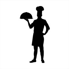 Professional Chef with Serving Tray Silhouette - Culinary Expert