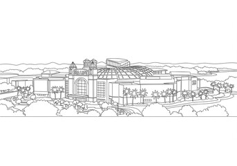 Fototapeta premium SEA LIFE Aquarium in Orlando one line drawing