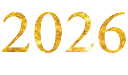 Golden year two thousand twenty six on a white background