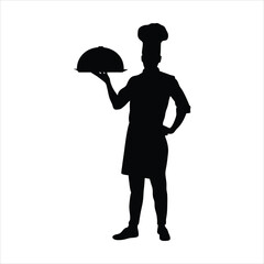 Professional Chef with Serving Tray Silhouette - Culinary Expert