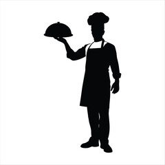 Professional Chef with Serving Tray Silhouette - Culinary Expert