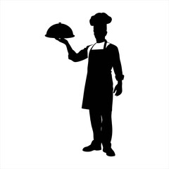Professional Chef with Serving Tray Silhouette - Culinary Expert