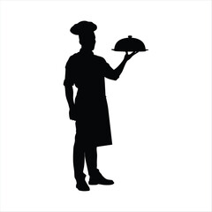 Professional Chef with Serving Tray Silhouette - Culinary Expert
