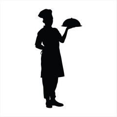 Professional Chef with Serving Tray Silhouette - Culinary Expert