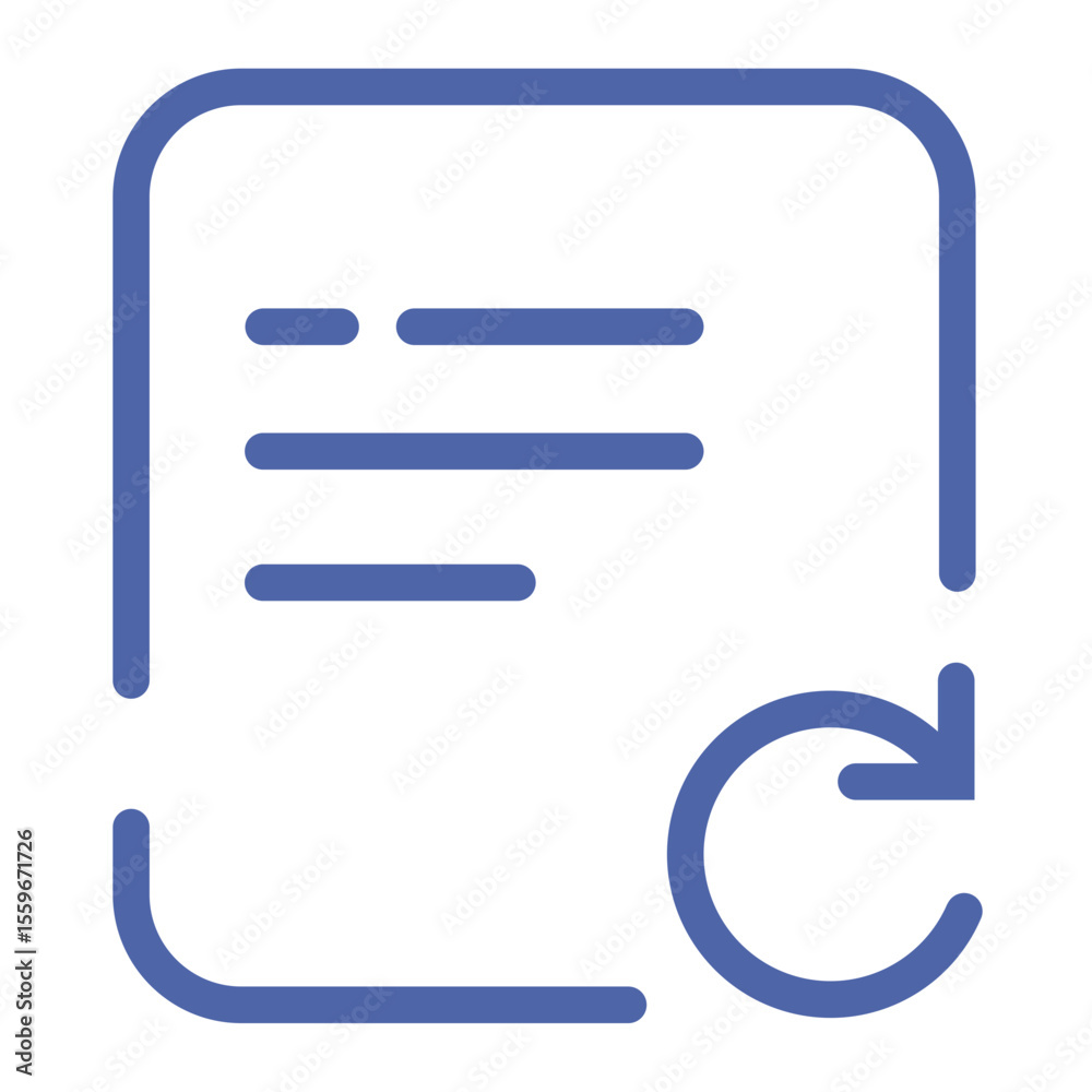 Fototapete blue document with text lines and a refresh arrow icon in a minimalist design with rounded corners s