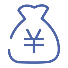 Fototapeta premium Illustration of a blue money bag with yen symbol representing financial wealth and economic prosperity