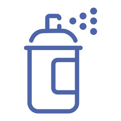 Obraz premium Illustration of a blue spray can with a nozzle spraying a fine mist of liquid in the air around it