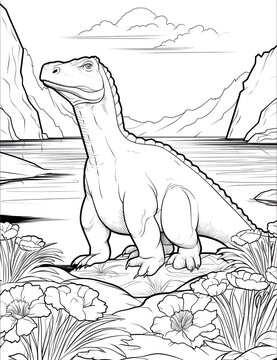 Dinosaur in the river coloring page