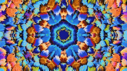 Psychedelic Kaleidoscope Mandala with Color Explosion Texture