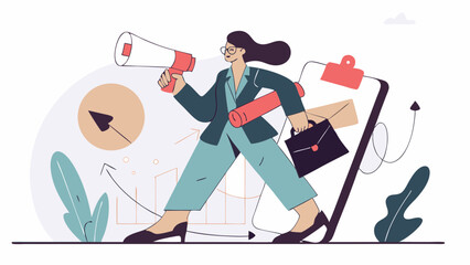 Fototapeta premium Dynamic Businesswoman Vector Illustrations – Leadership, Growth, and Success Concepts