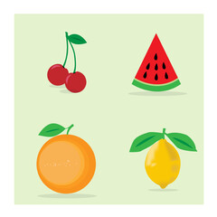 Clear And Descriptive, set of fruits 