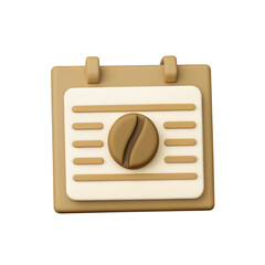 3D A calendar with a coffee bean in the center, the calendar is beige