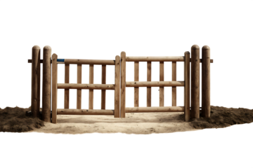 untreated chestnut wood fence isolated on white background PNG, AI GENERATED