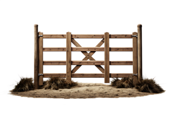 untreated chestnut wood fence isolated on white background PNG, AI GENERATED