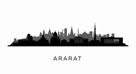 Fototapeta premium Ararat Skyline Black Silhouette Armenia.
