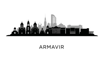 Fototapeta premium Armavir city skyline silhouette with Armenia.
