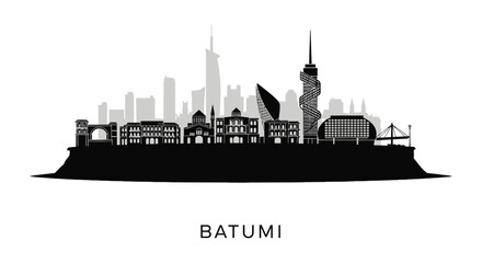 Batumi Georgia Skyline Silhouette.