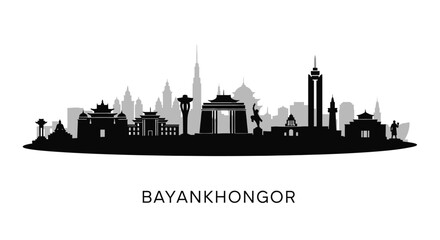 Naklejka premium Bayankhongor Skyline with Mongolia, and Cityscape.