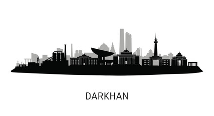 Obraz premium Darkhan skyline silhouette Cityscape vector.