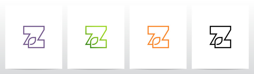 Leaf Outline Stroke Lines Initial Letter Logo Design Z